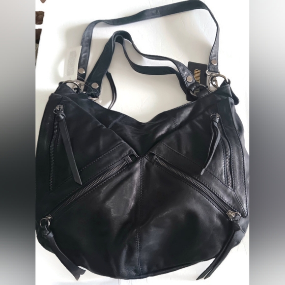 STUNNING MARC NEW YORK XL CONVERTIBLE SATCHEL LEATHER WITH SHOULDER STRAP NAVY